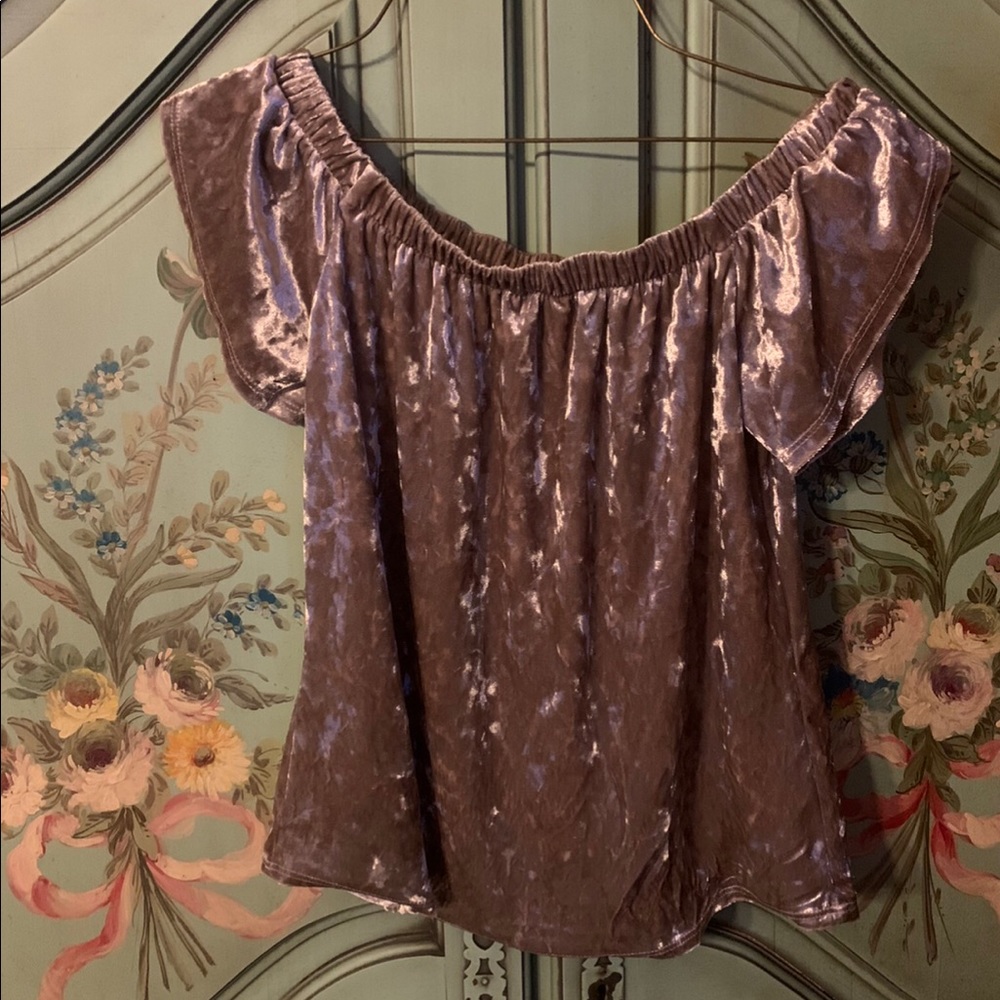 Velvet off the shoulder shirt